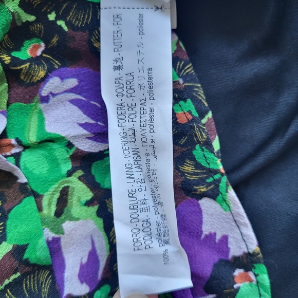 Zara Black and Green Floral Ruffled Layered Mini Skirt Ladies M - Picture 4 of 12